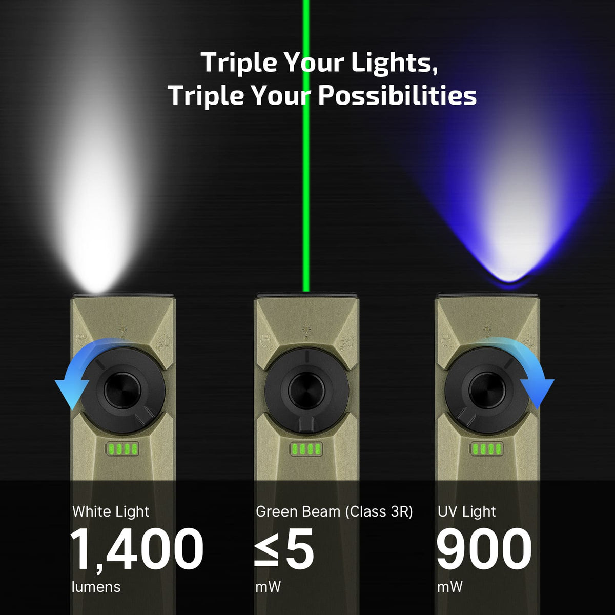 Olight Arkfeld Ultra Flat EDC Flashlight — White, UV & Laser
