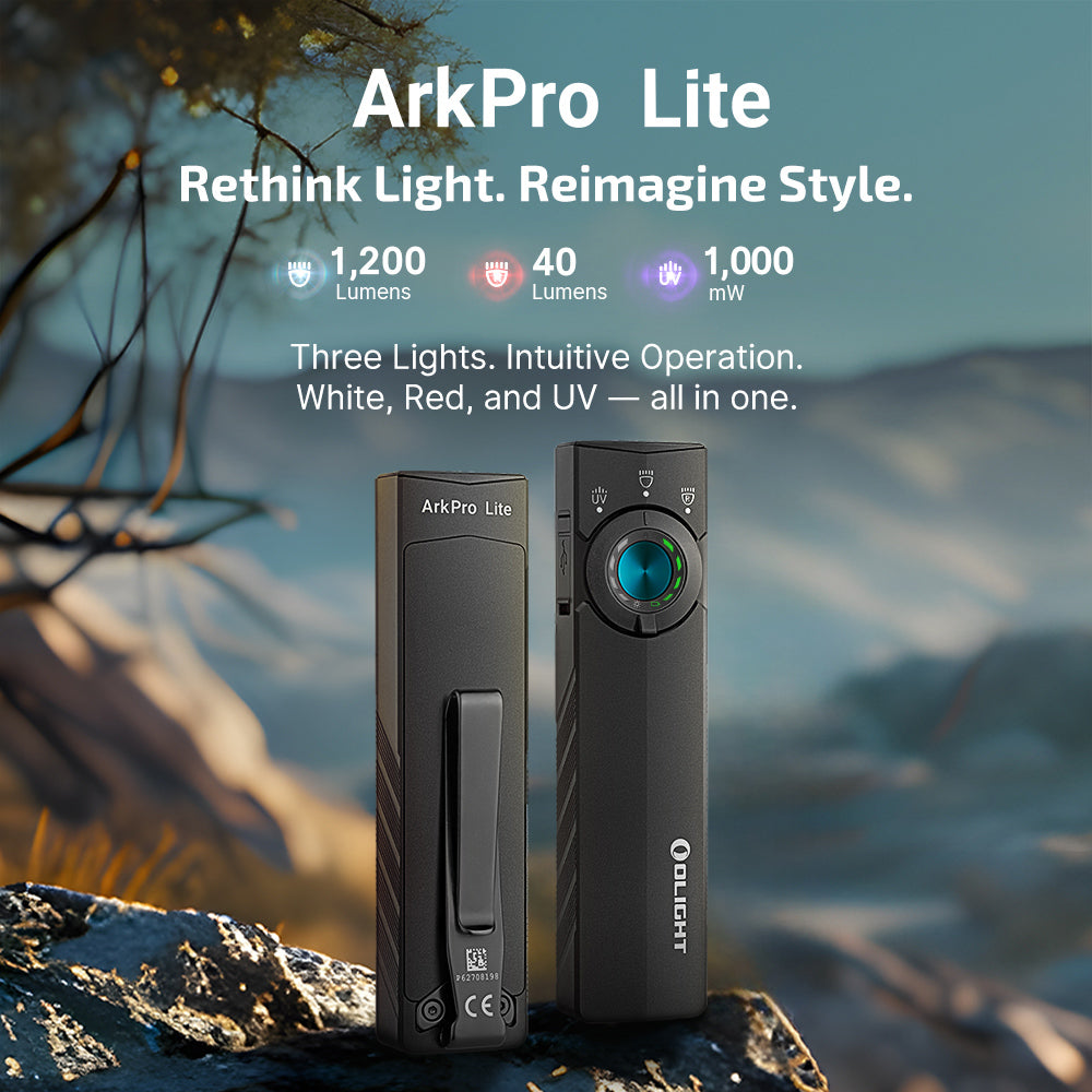 Olight ArkPro Lite Flat EDC Flashlight — White, Red & UV