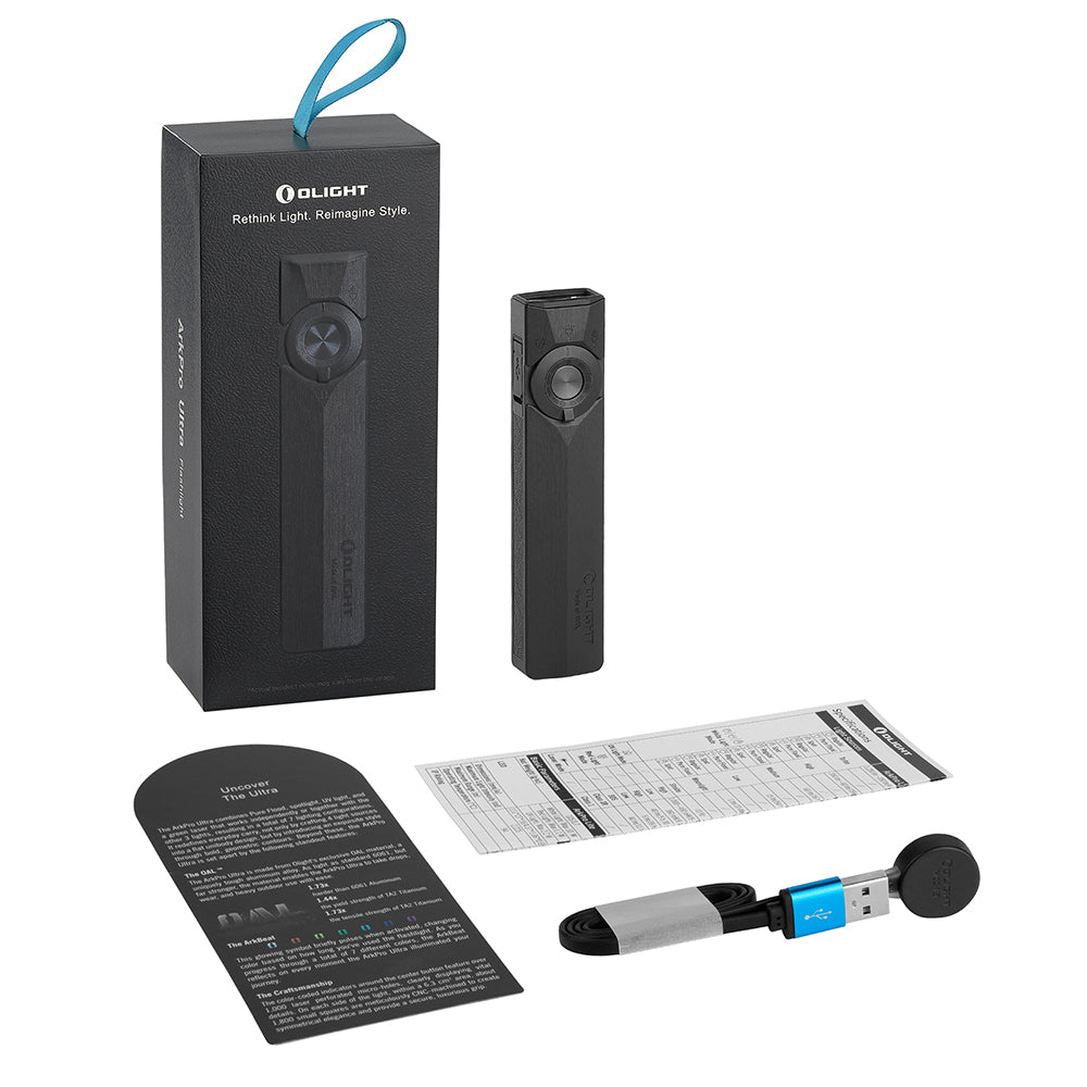 Olight ArkPro Ultra Flat EDC Flashlight — 1700 lm Flood, Spot, UV & Laser